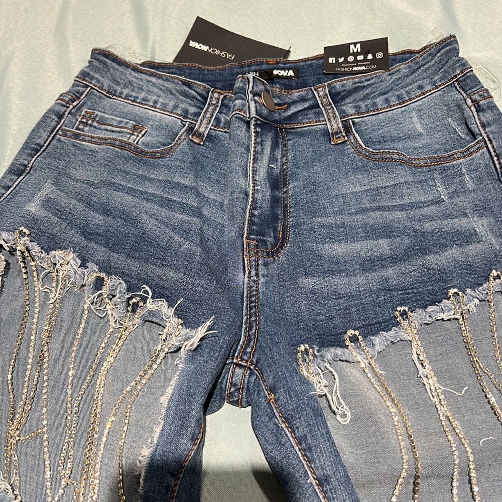 Fashion nova diamond tears‎ midrise skinny jeans Size M D40 - Picture 8 of 10